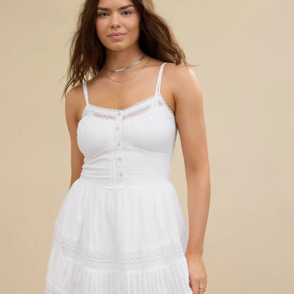 Aerie White Lace Button Front Mini Dress NWT XXL - Picture 3 of 5